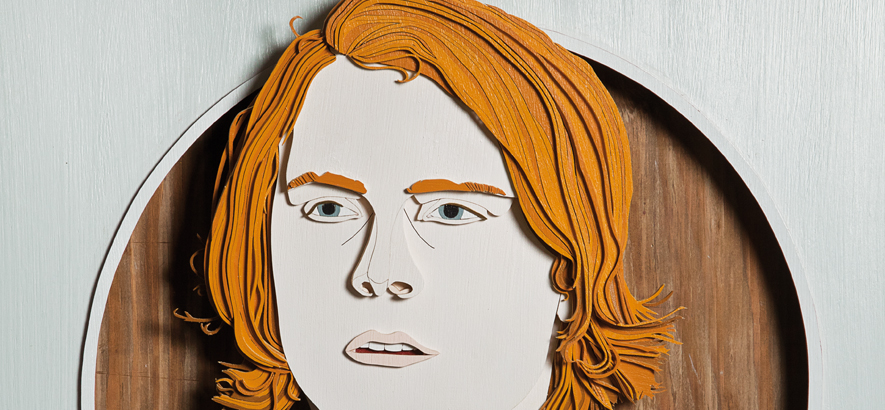 Holzschnitt von Ty Segall, der auf der Vorderseite der Juni-Ausgabe des ByteFM Konzertfolders zu sehen ist