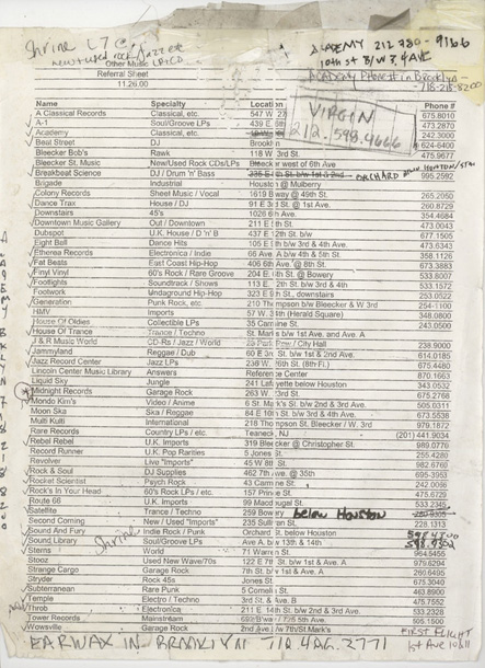 Telefonverzeichnis aller New Yorker Plattenläden (Foto: Production Company Productions)