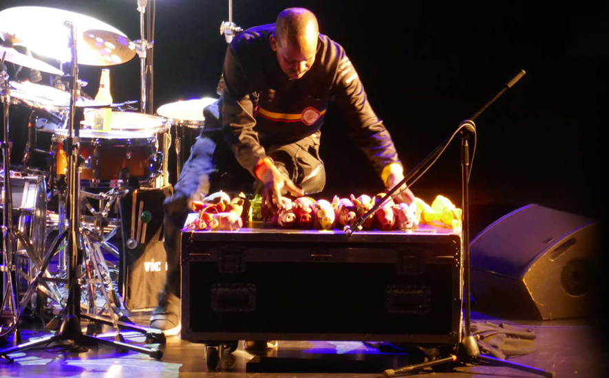 Tommy Campbell mit Quietscheschweinchen