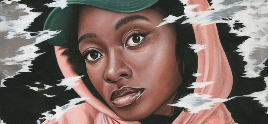 Little Simz, das Motiv des ByteFM Konzertfolders im Oktober 2019, gemalt von Coco Bergholm