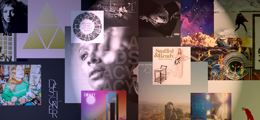 Collage aus Covern der meistgespielten Alben bei ByteFM im Jahr 2019