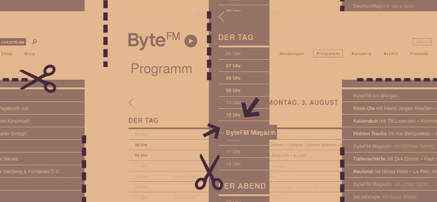 Collage vom ByteFM Sendeplan, der sich ab dem 3. August 2020 ändert