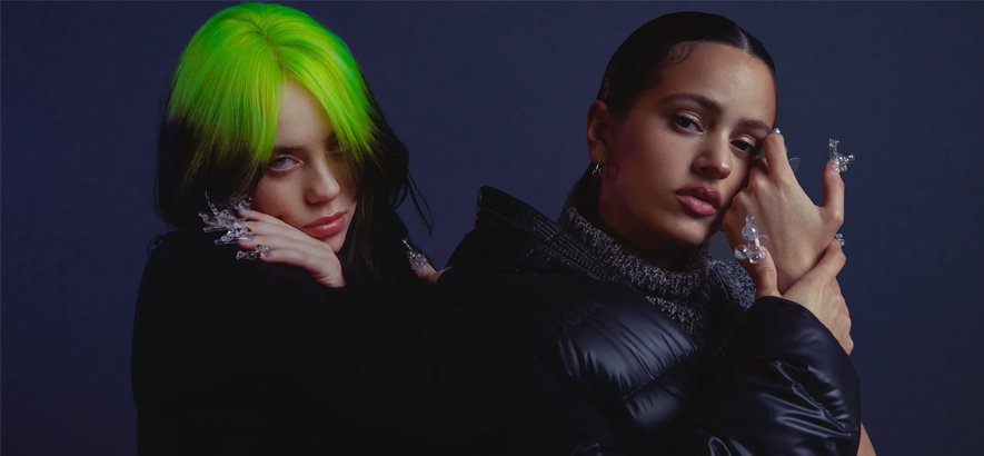 Foto von Billie Eilish und Rosalía, die zusammen den Track „Lo Vas A Olvidar“ herausgebracht haben.