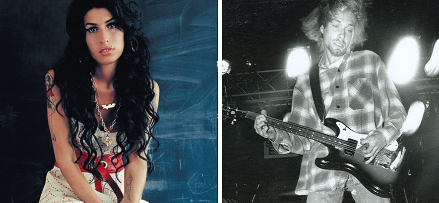 Amy Winehouse und Kurt Cobain (Nirvana), deren Musik im Rahmen des Projekts „Lost Tapes Of The 27 Club“ von künstlicher Intelligenz analysiert wurde.