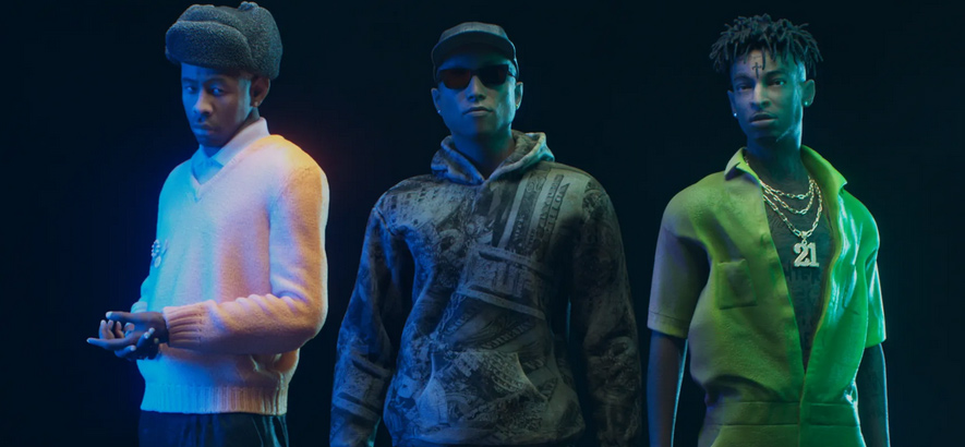 Pharrell Williams, Tyler, The Creator und 21 Savage, die eine gemeinsame Single namens „Cash In Cash Out“ herausgebracht haben.