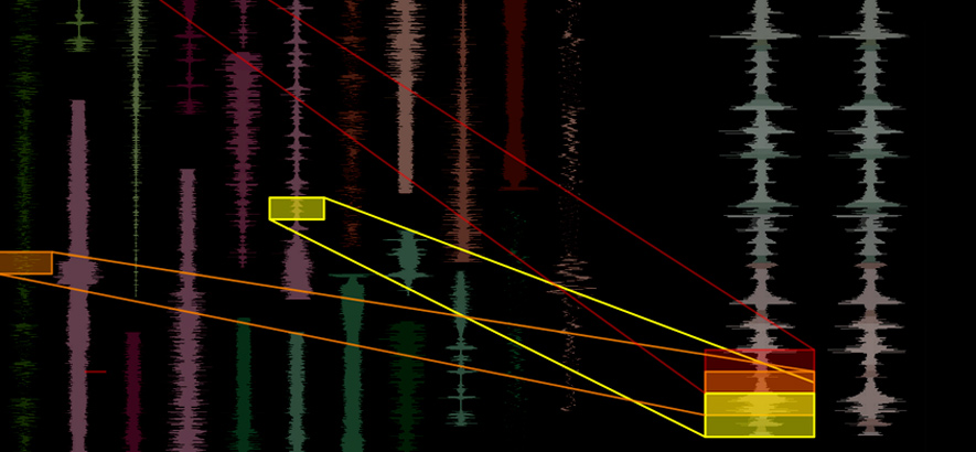 Grafik zur Veranschaulichung der Funktionsweise von „Samplebrain“, der neuen App von Aphex Twin und James Griffith.