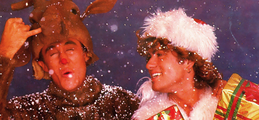 Single-Cover von „Last Christmas“, das Andrew Ridgeley und George Michael zeigt