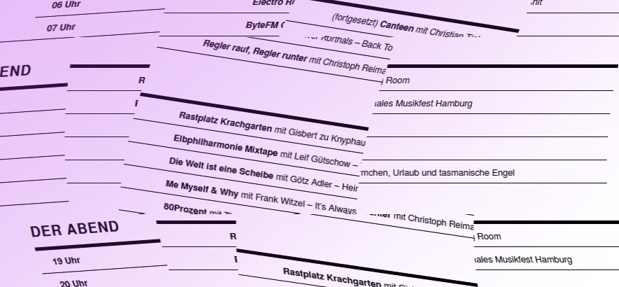 Künstlerische Darstellung von Verschiebungen im Sendeplan bei ByteFM