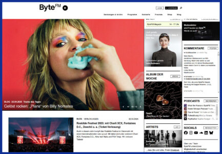 ByteFM Startseite in neuem Design